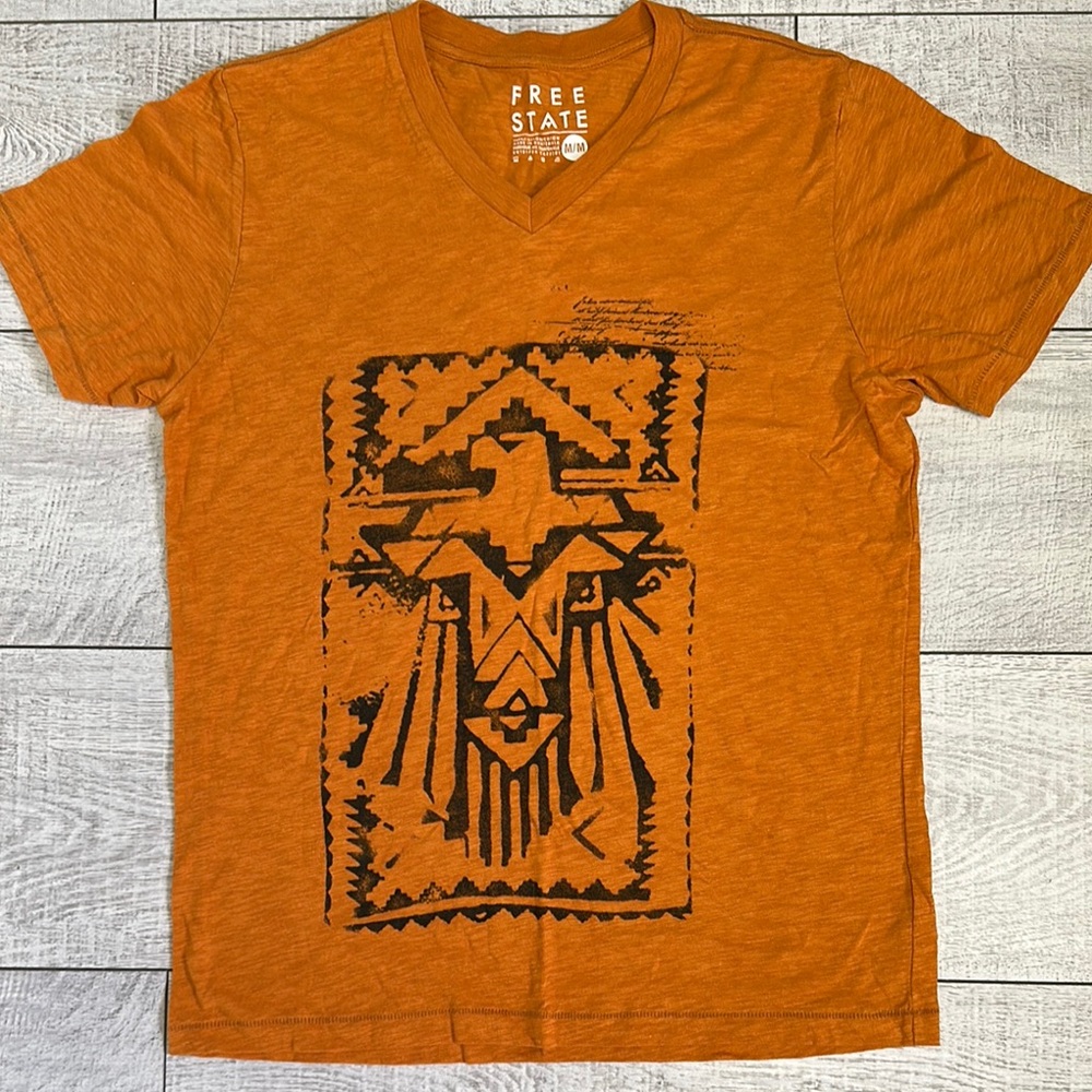 Free State Men's V-Neck Orange Graphic Tee